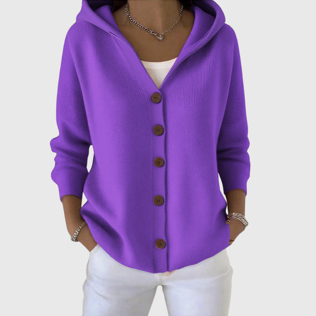 Women's Button-Through Hooded Knit Cardigan