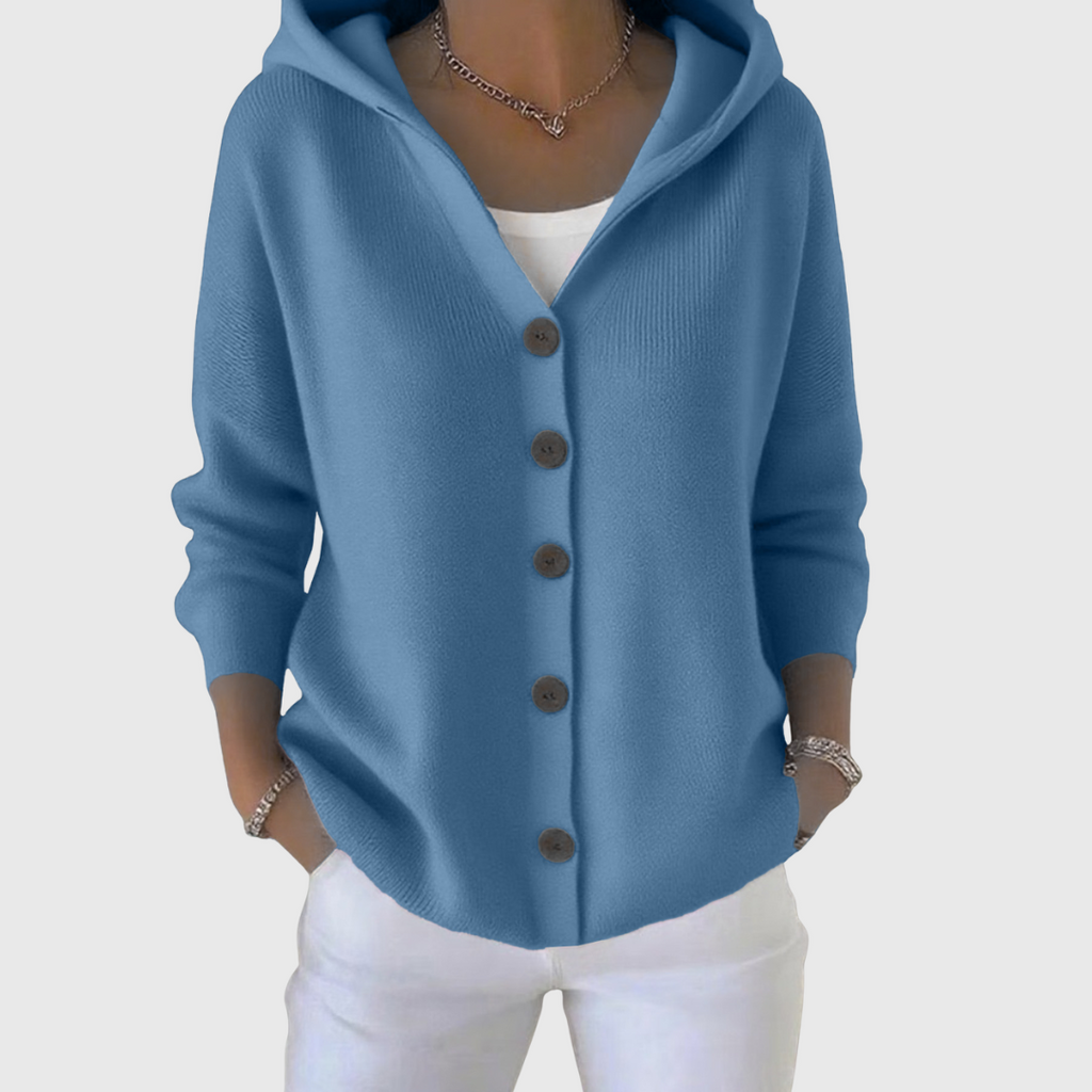 Women's Button-Through Hooded Knit Cardigan