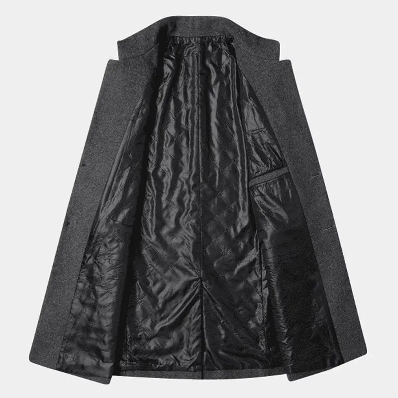 Men's Mid-Length Tweed Formal Overcoat