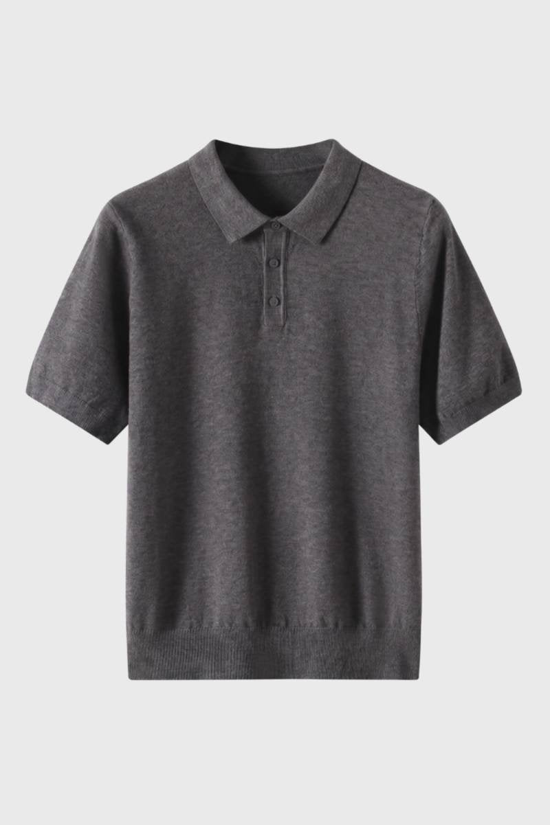 Men's Knitted Polo with Ribbed Trims