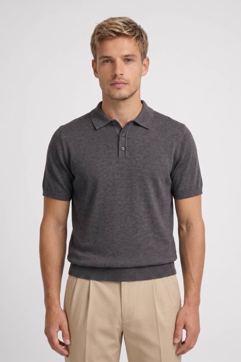 Men's Knitted Polo with Ribbed Trims