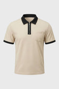 Men's Chest Pocket Textured Zip Polo