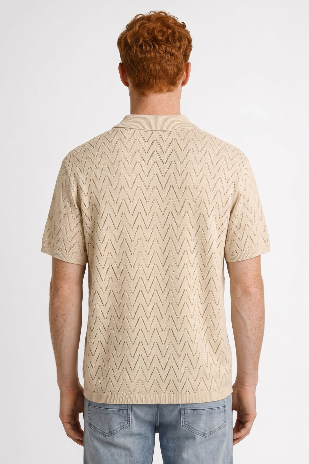 Men's Knitted Button-Through Printed Polo