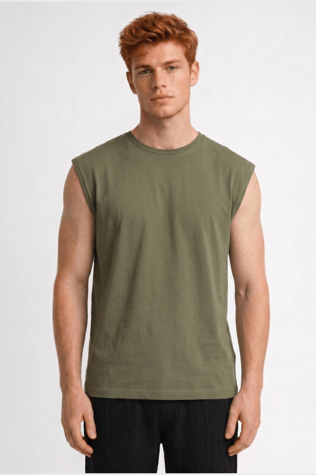 Men's Boxy Crew Neck Sleeveless Top
