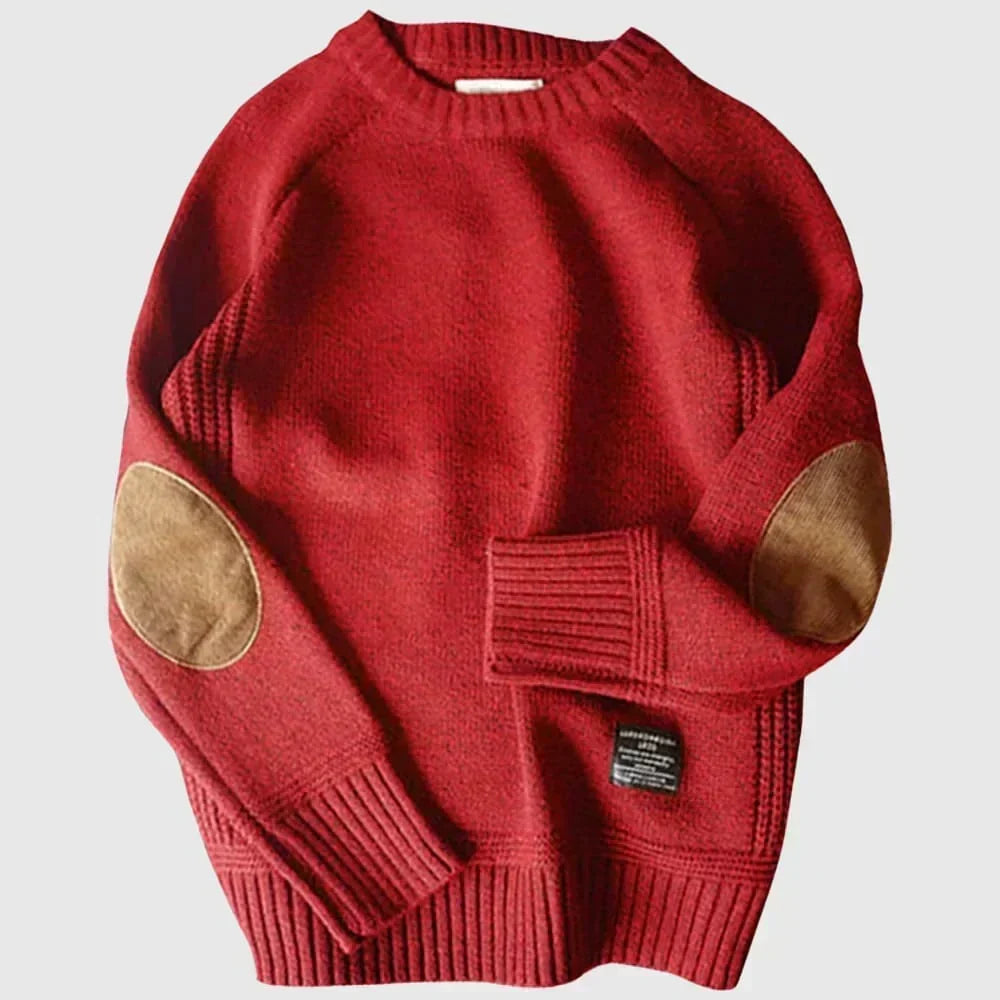 Men's Warm Elbow Patch Knit Pullover
