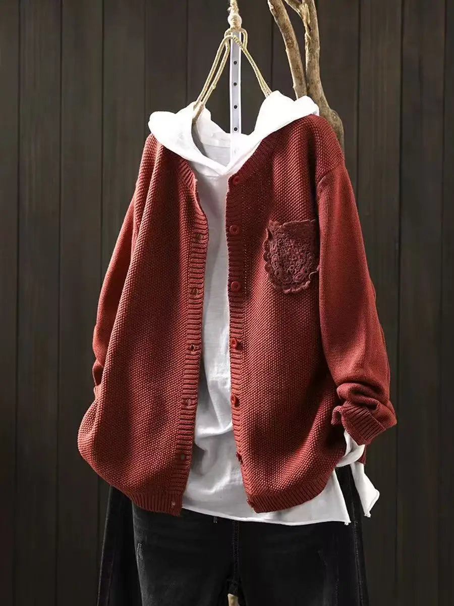 Women's Purple Oversized Knitted Cardigan