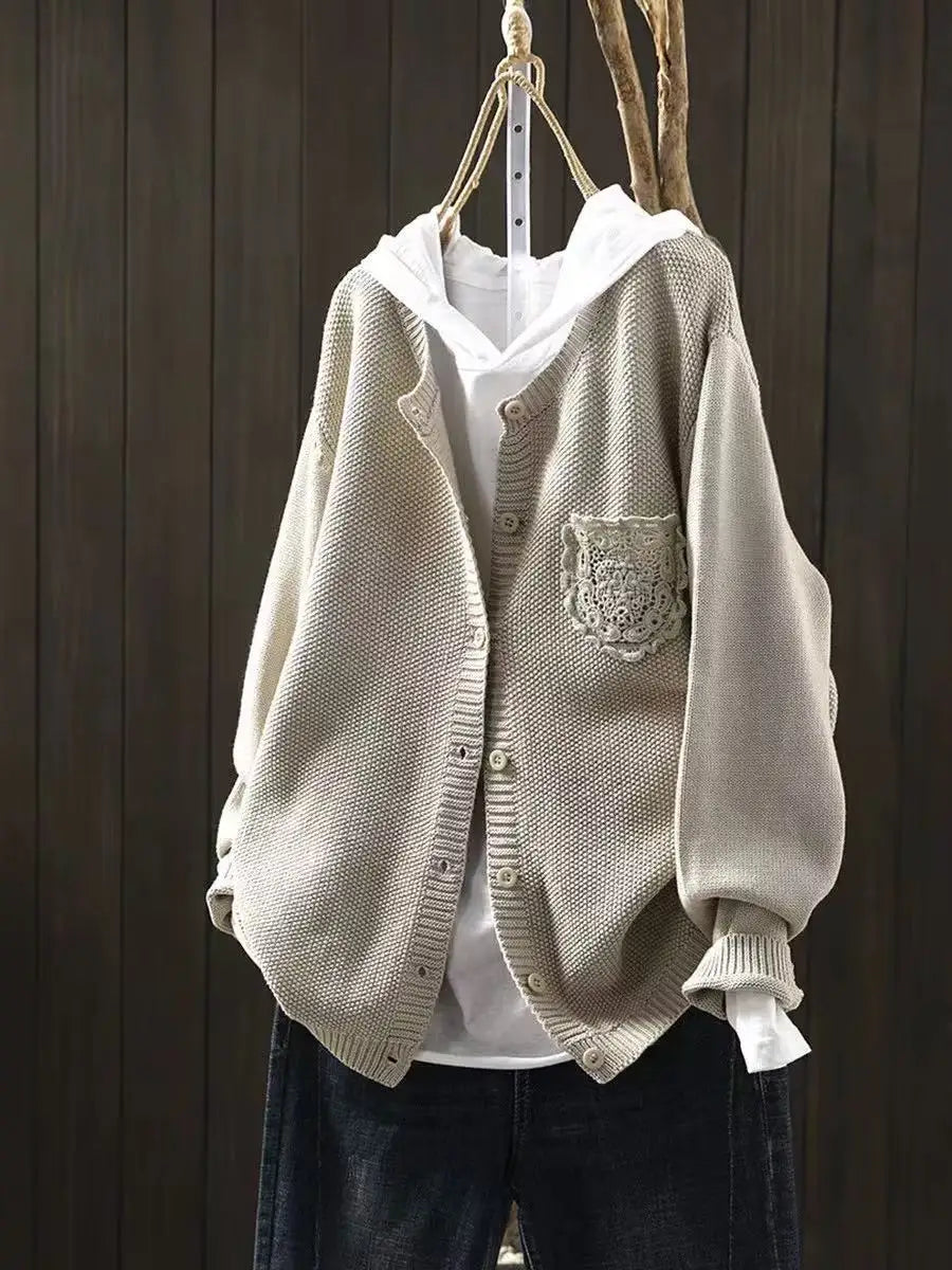 Women's Purple Oversized Knitted Cardigan