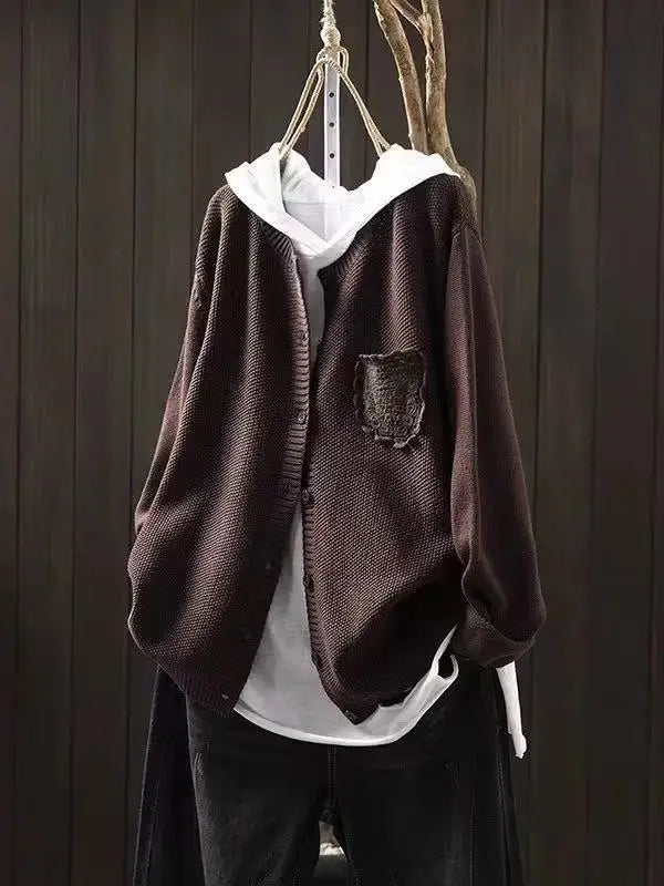 Women's Purple Oversized Knitted Cardigan