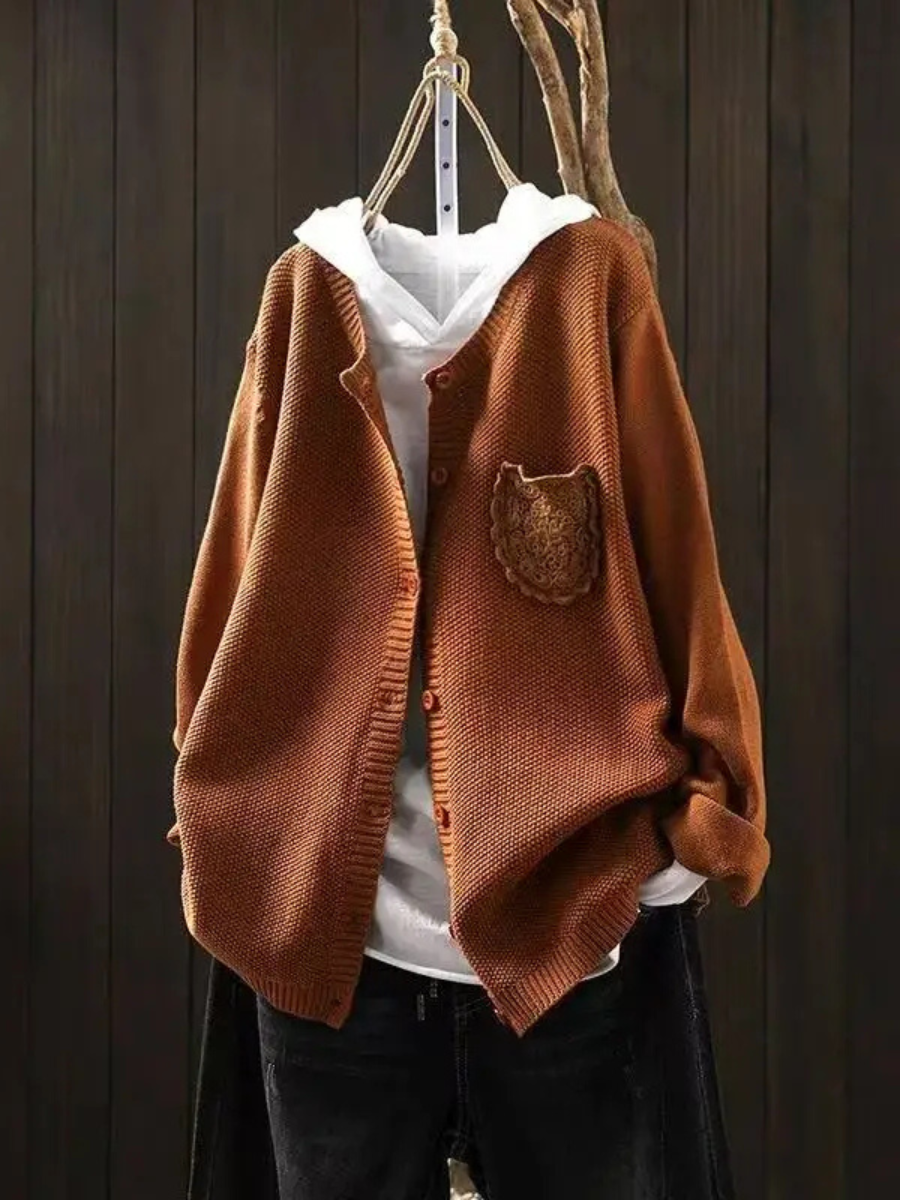 Women's Purple Oversized Knitted Cardigan