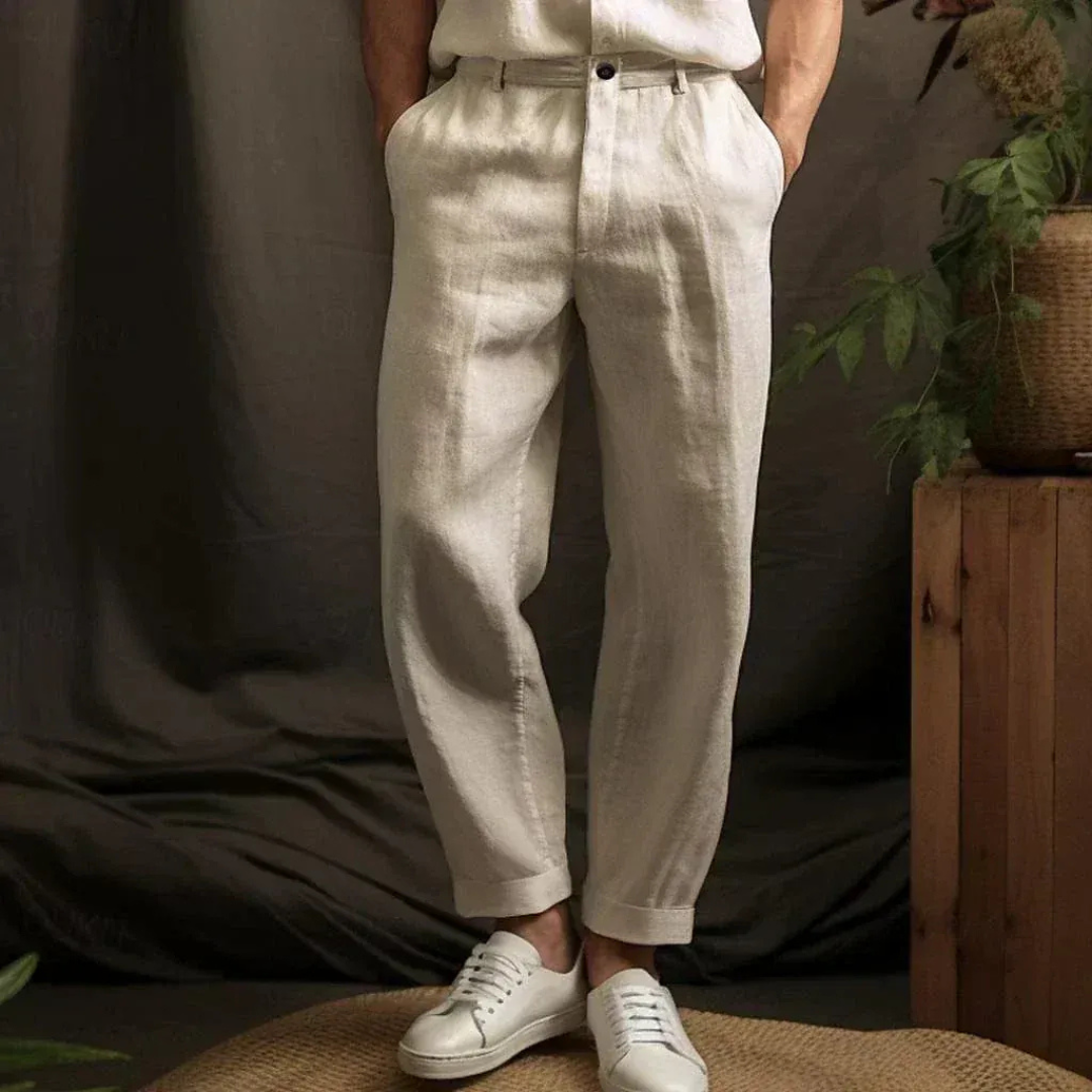 Men's Lightweight Relaxed Linen Holiday Trousers