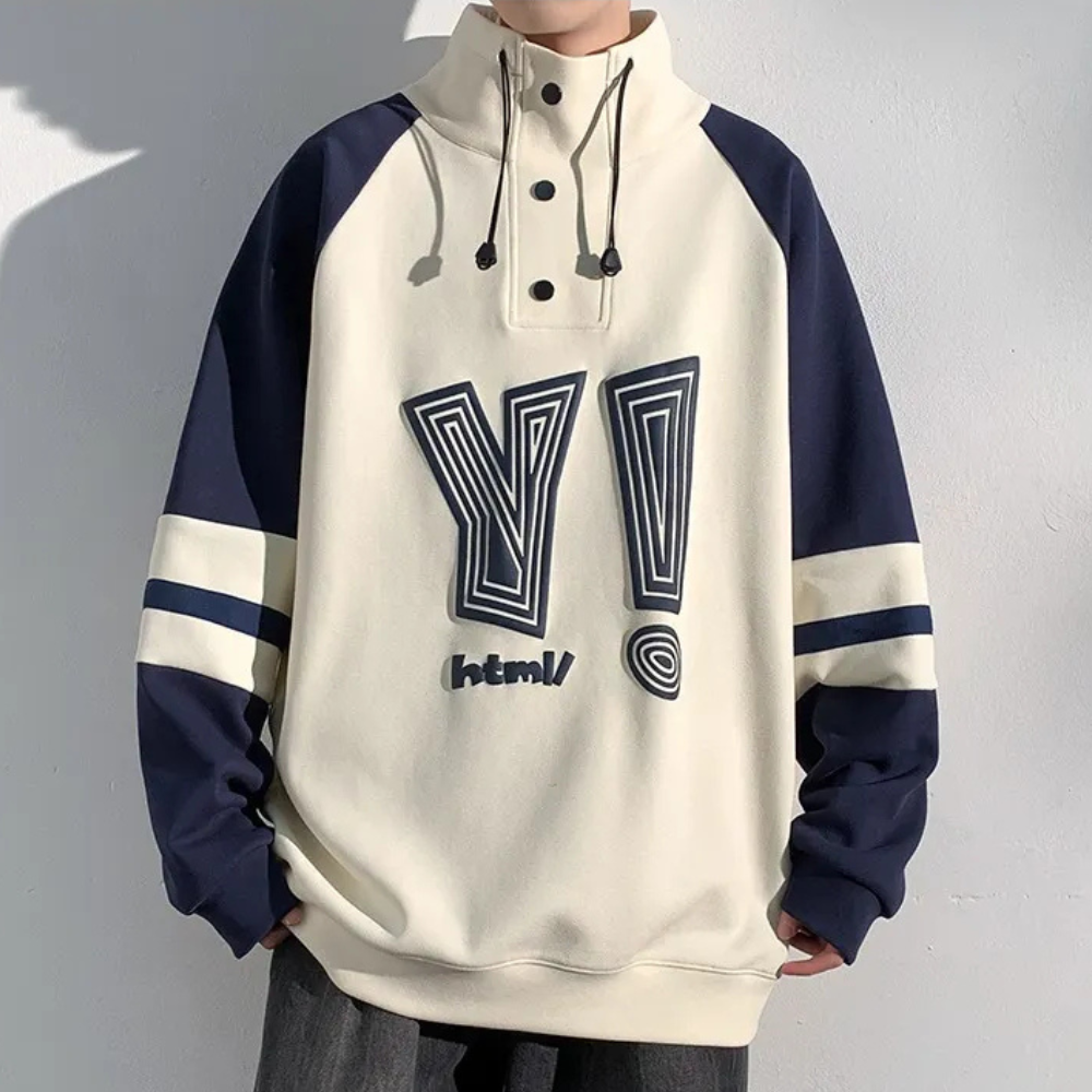 Men's Printed High-Collar Overhead Sweatshirt