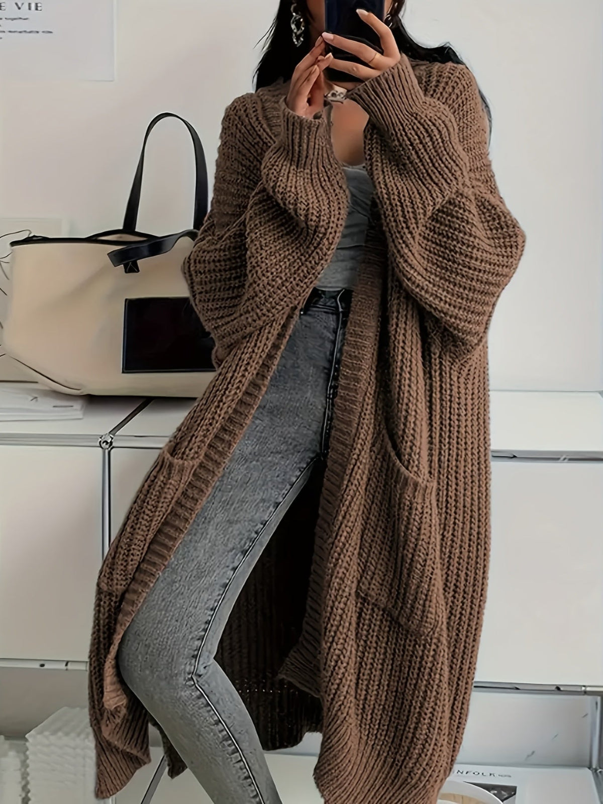 Women's Longline Oversized Knit Cardigan