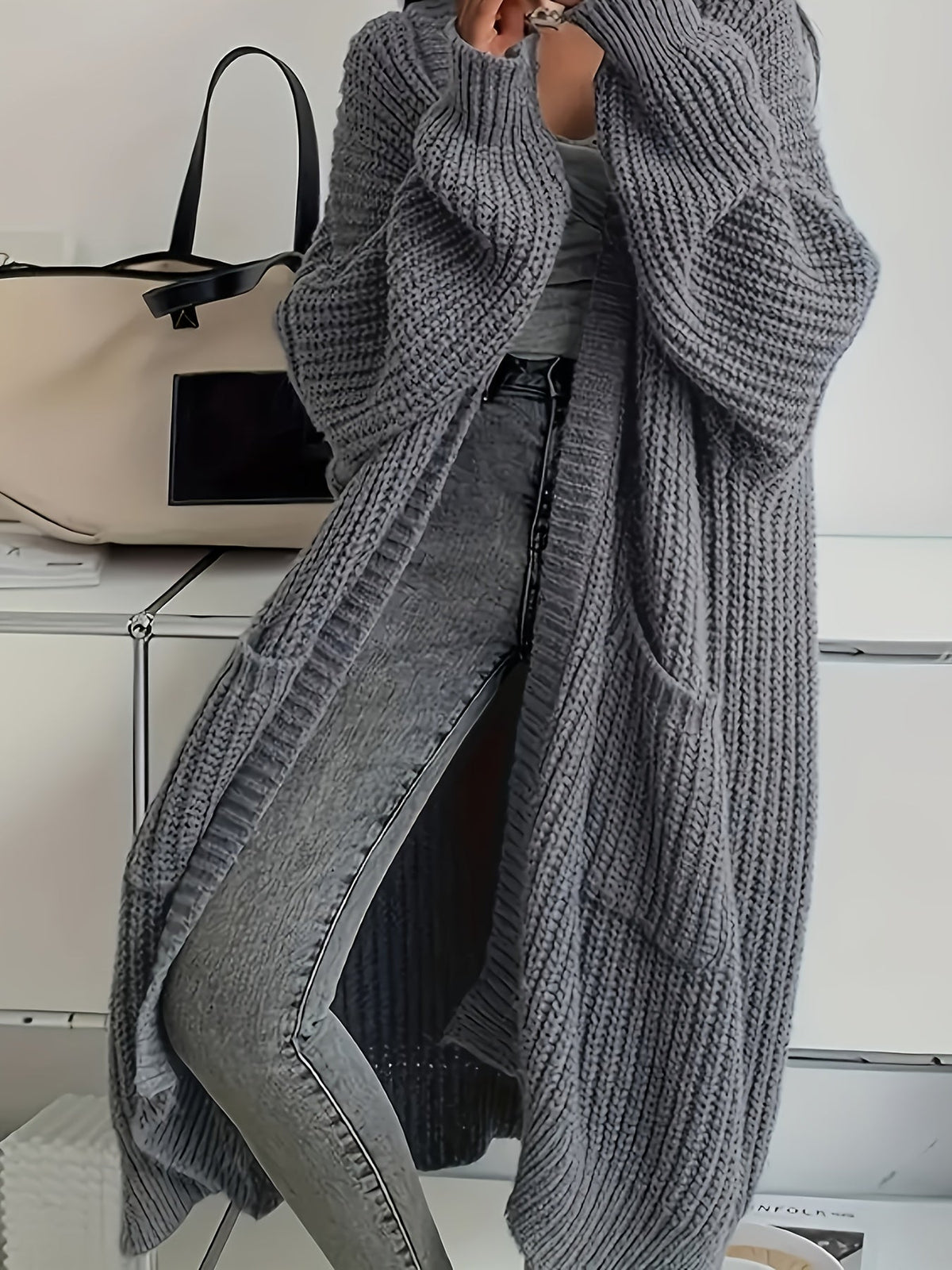 Women's Longline Oversized Knit Cardigan