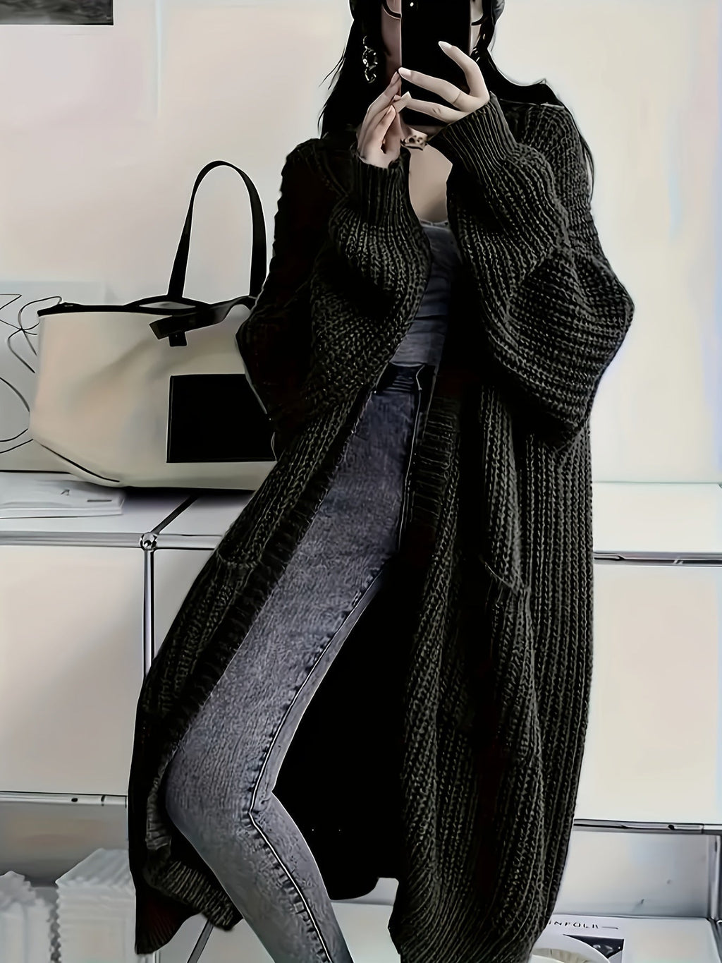 Women's Longline Oversized Knit Cardigan