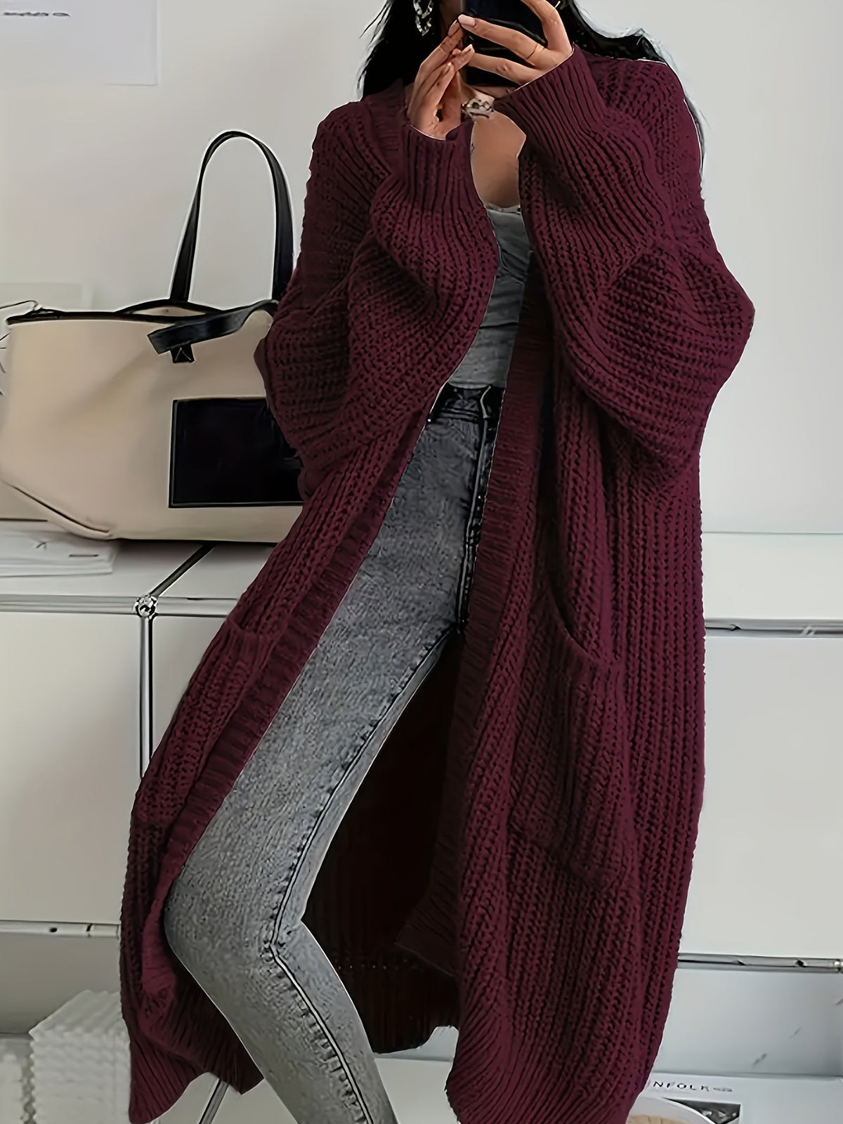 Women's Longline Oversized Knit Cardigan