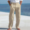 Men's Relaxed Beach Linen Drawstring Trousers