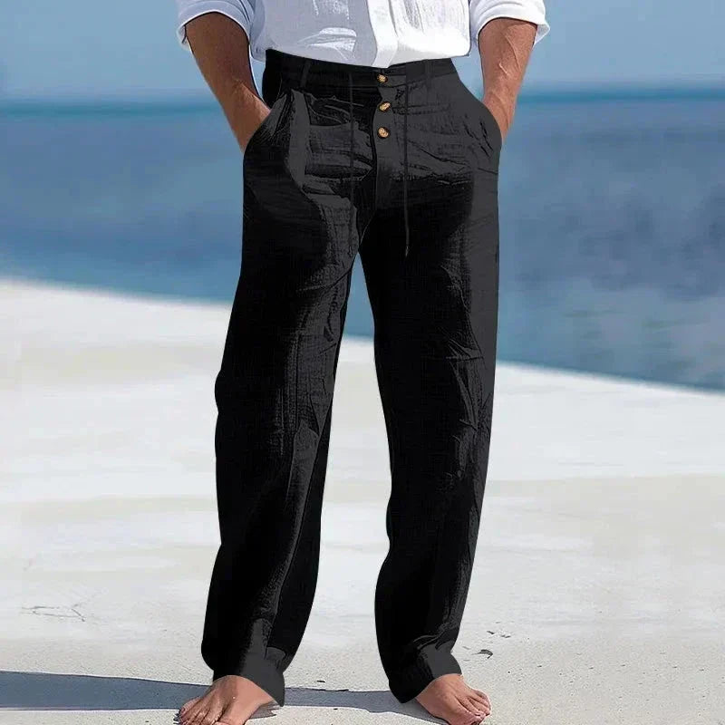Men's Relaxed Beach Linen Drawstring Trousers
