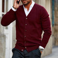 Men's Casual V-Neck Button-Through Knit Cardigan