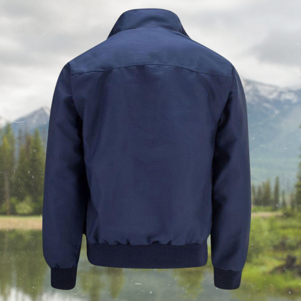 Men's Tartan-Lined Zip-Up Harrington Jacket