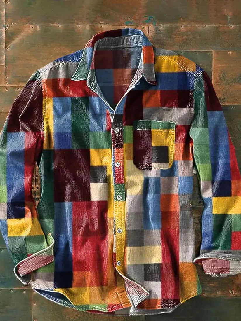 Men's Relaxed Fit Printed Long Sleeve Shirt