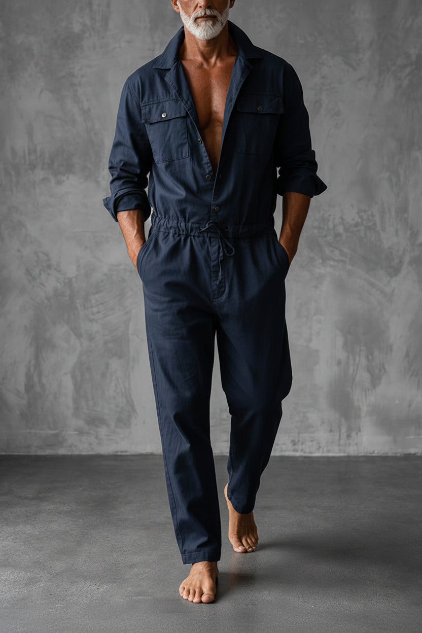 Men's Cargo-Pocket Utility Jumpsuit