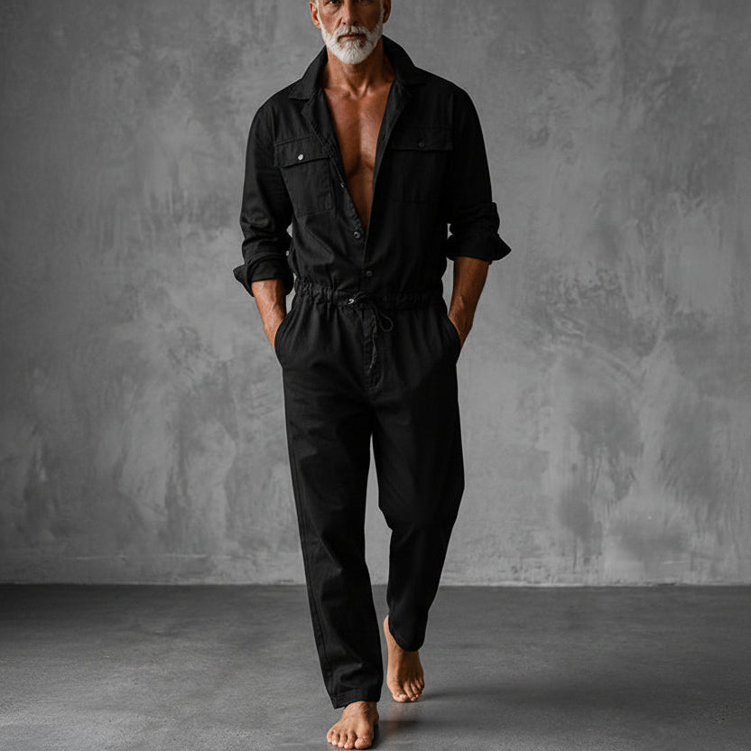 Men's Cargo-Pocket Utility Jumpsuit