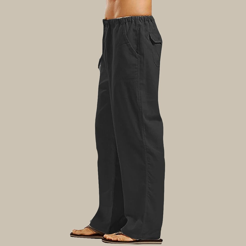 Men's Breathable Straight-Leg Linen Holiday Trousers