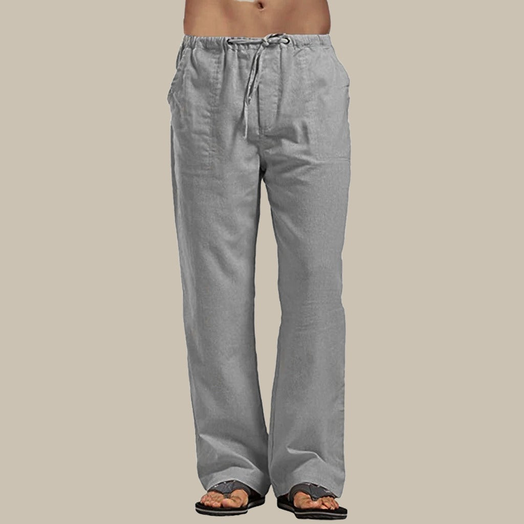 Men's Breathable Straight-Leg Linen Holiday Trousers