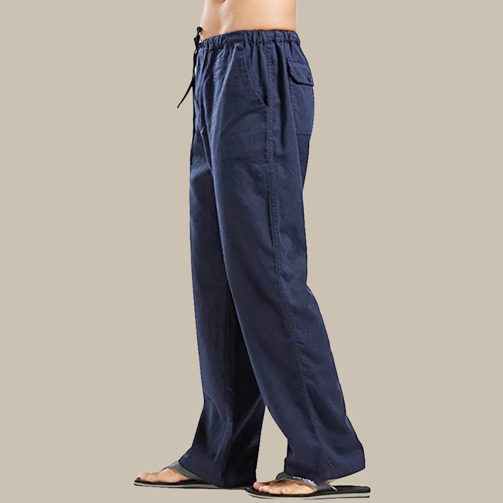 Men's Breathable Straight-Leg Linen Holiday Trousers
