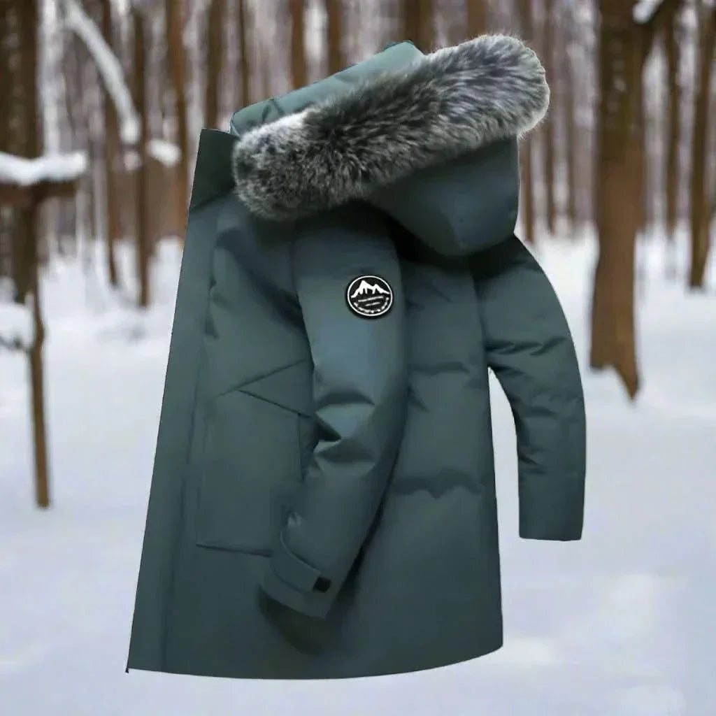 Men's Long Water-Repellent Hooded Parka