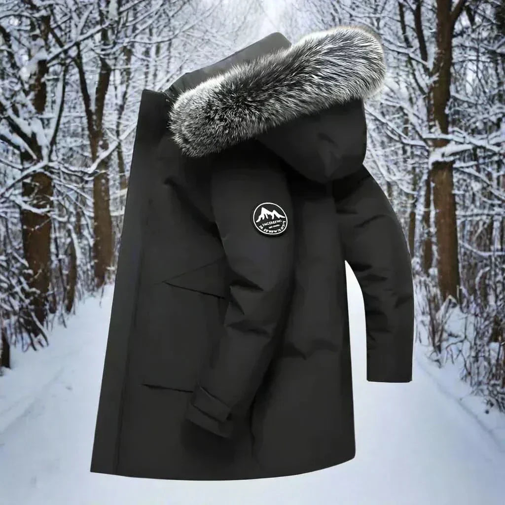 Men's Long Water-Repellent Hooded Parka
