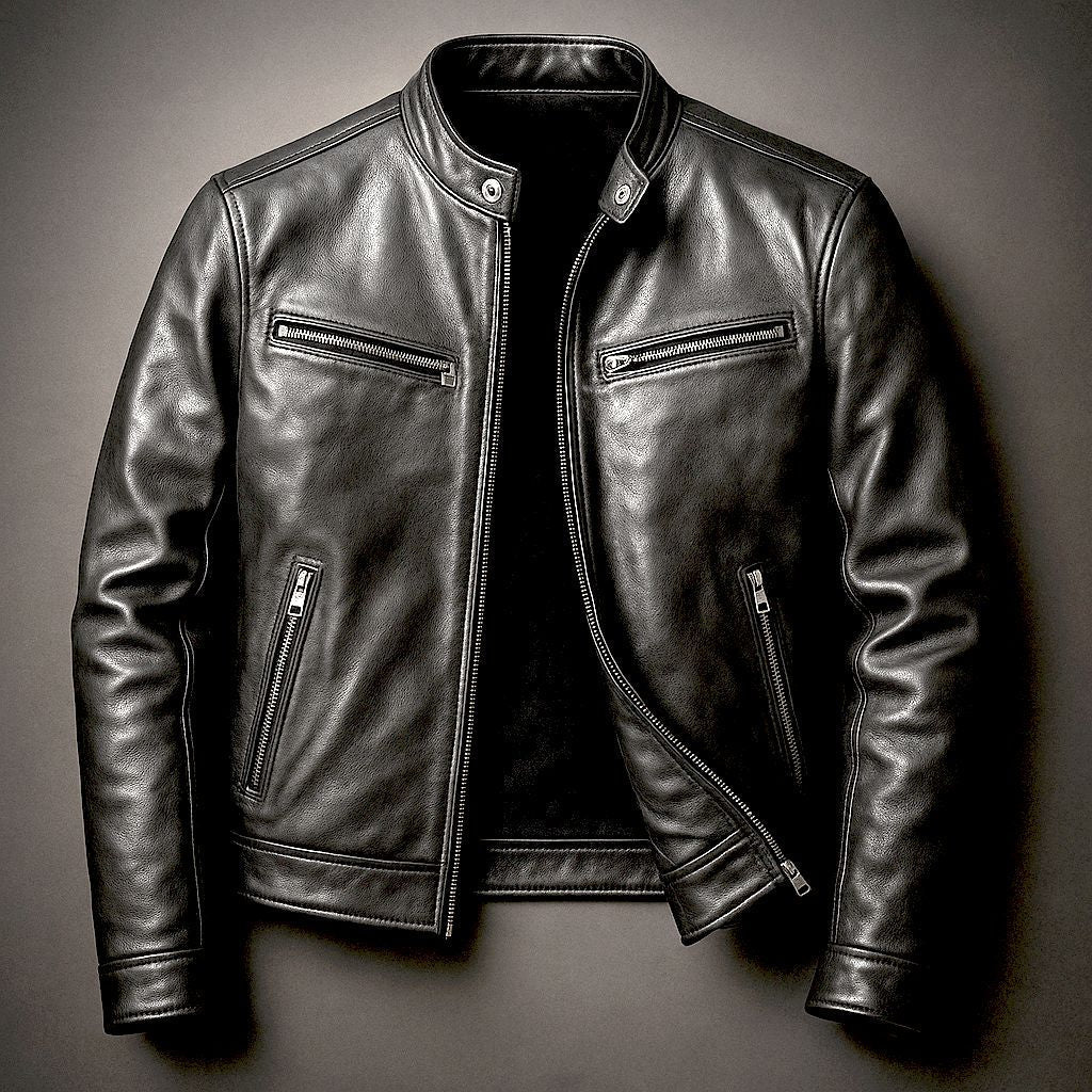 Men's Distressed Vintage Leather Biker Jacket