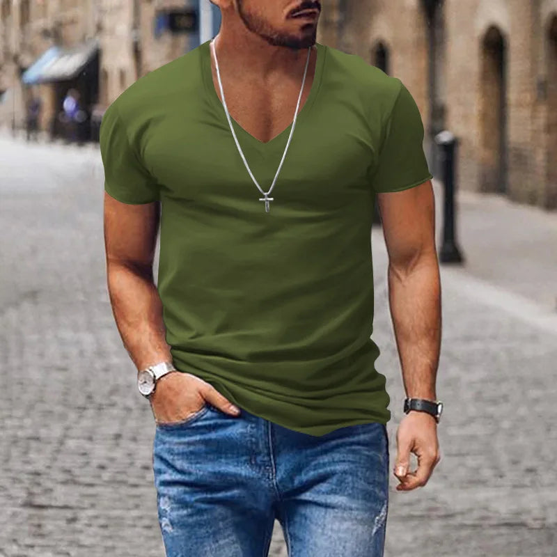 Men's Fitted Deep V-Neck Tee