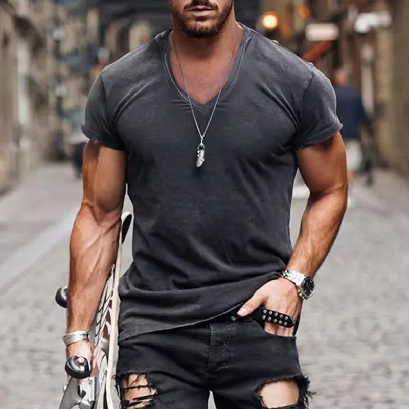 Men's Fitted Deep V-Neck Tee