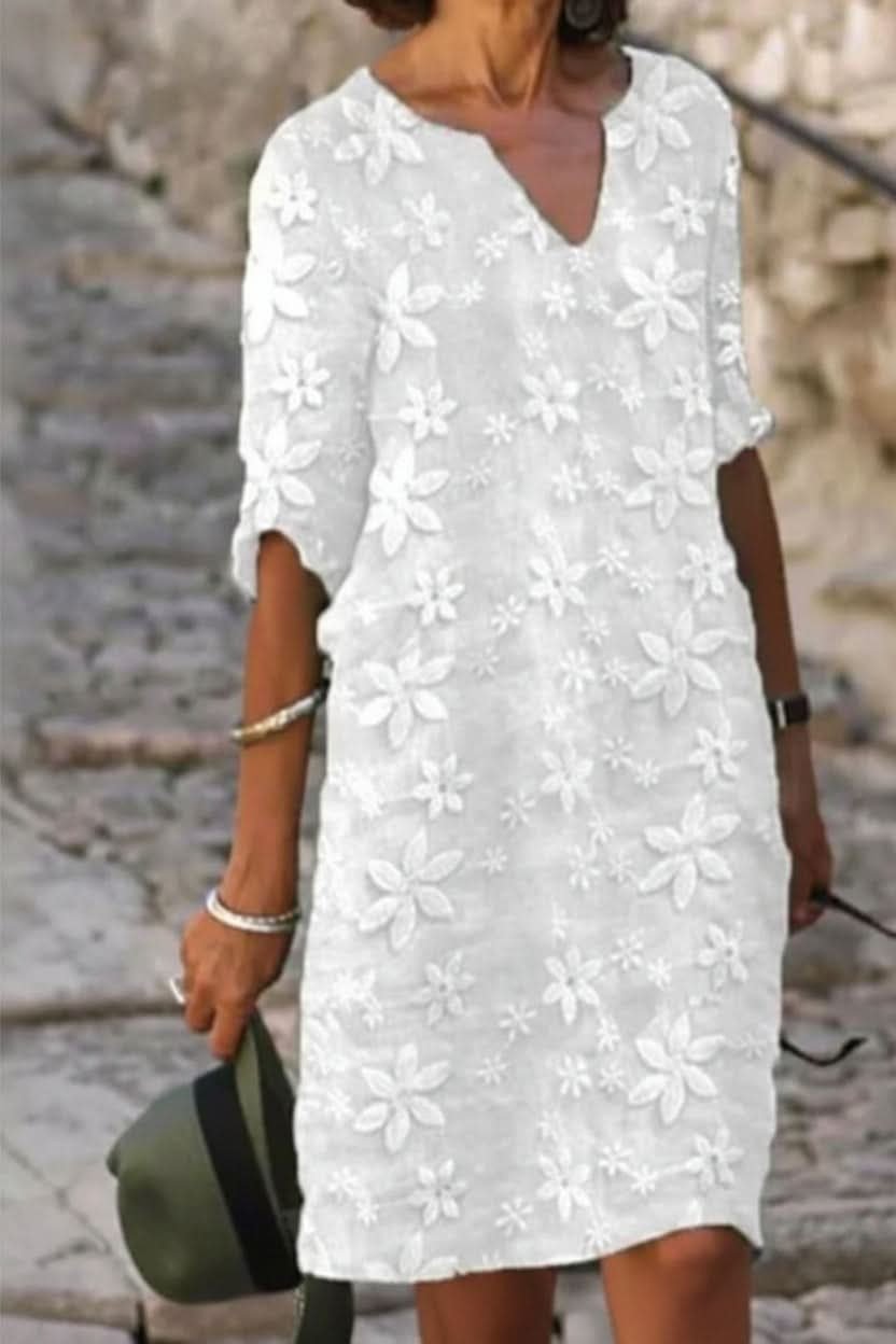 Women's Black V-Neck Floral Lace Evening Midi Dress