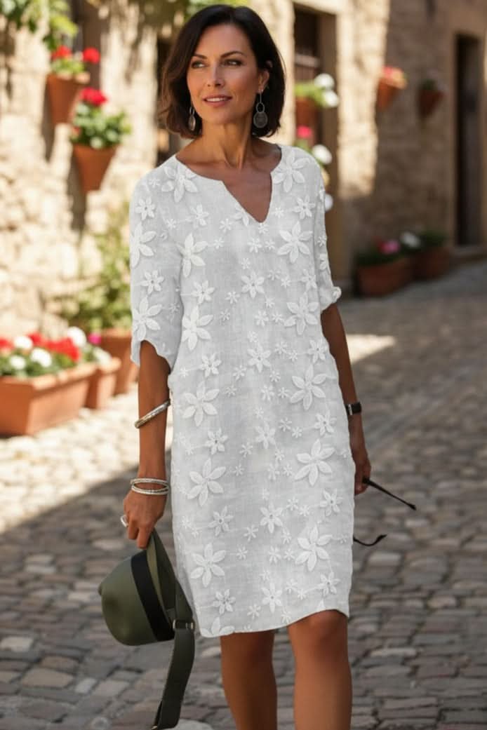 Women's Black V-Neck Floral Lace Evening Midi Dress