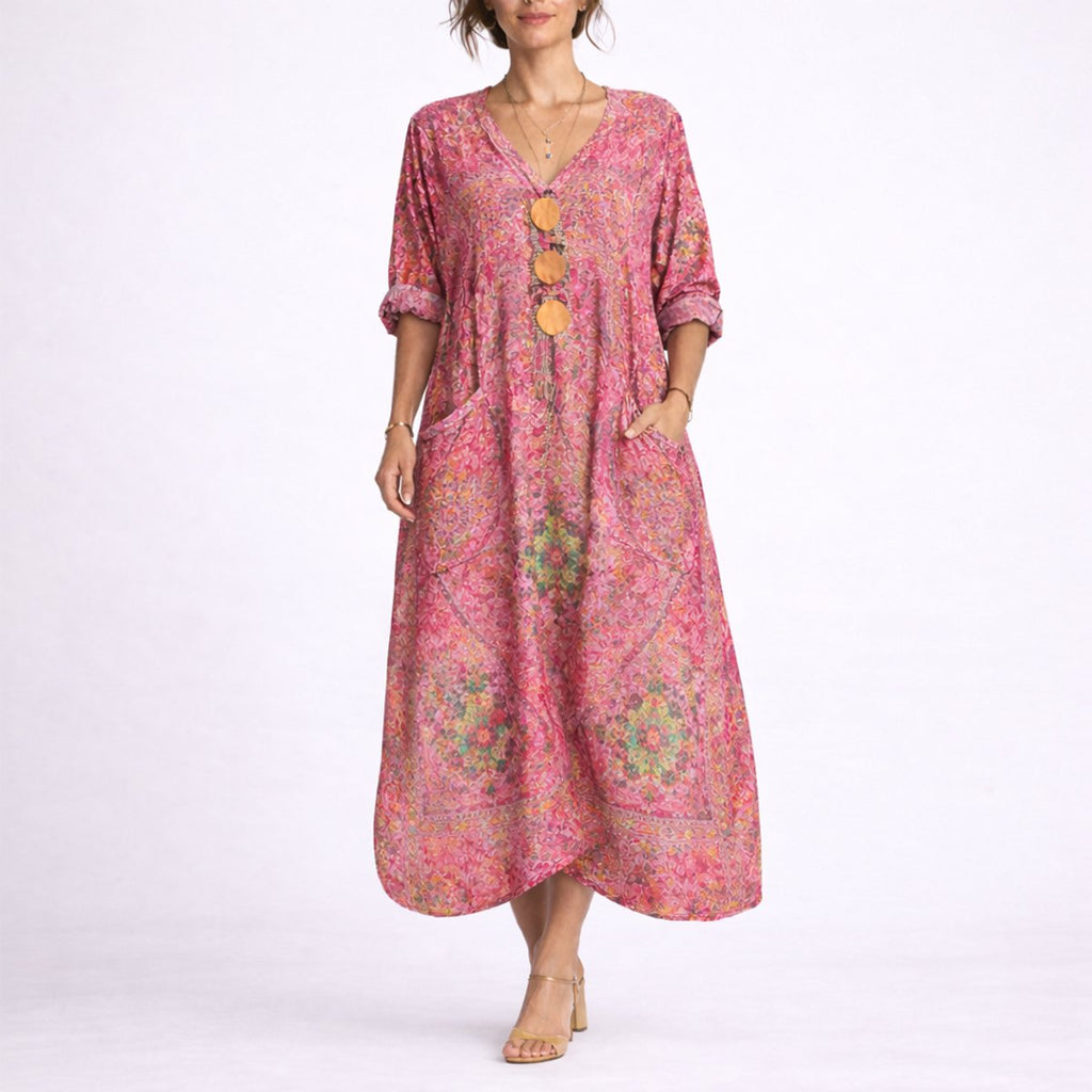 Women's Boho Paisley Autumn Occasion Maxi Dress