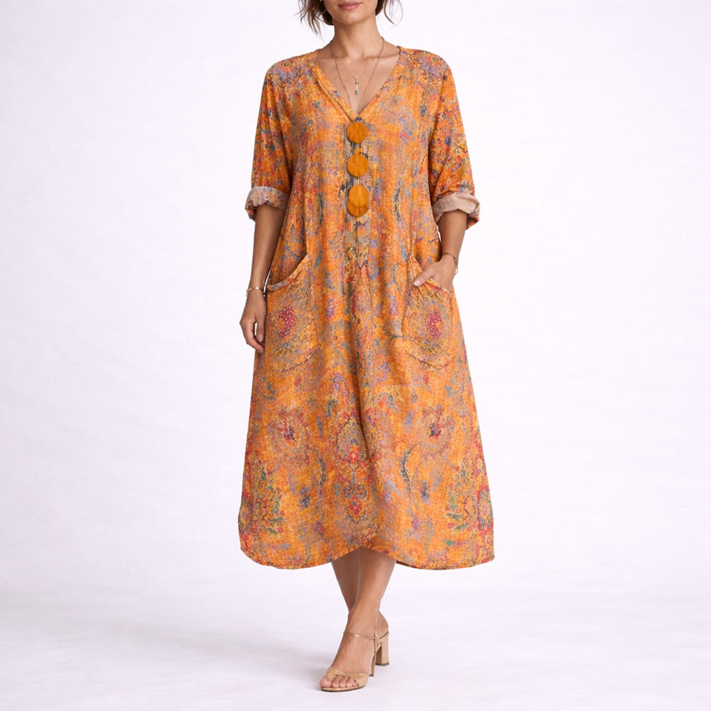 Women's Boho Paisley Autumn Occasion Maxi Dress