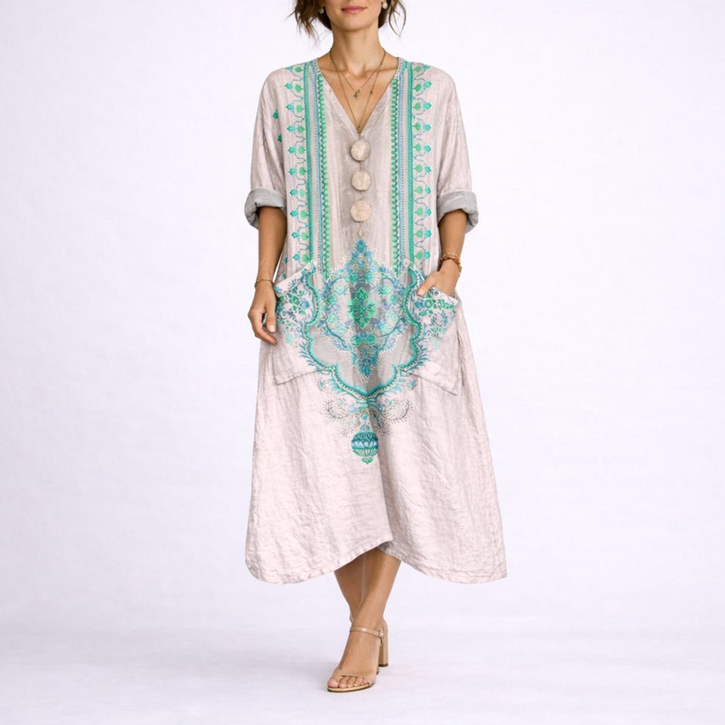 Women's Boho Paisley Autumn Occasion Maxi Dress