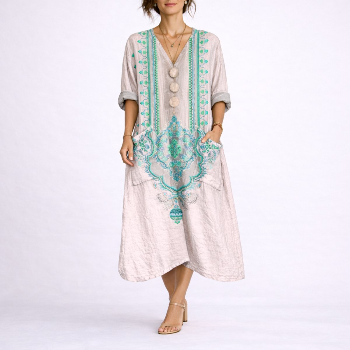 Women's Boho Paisley Autumn Occasion Maxi Dress