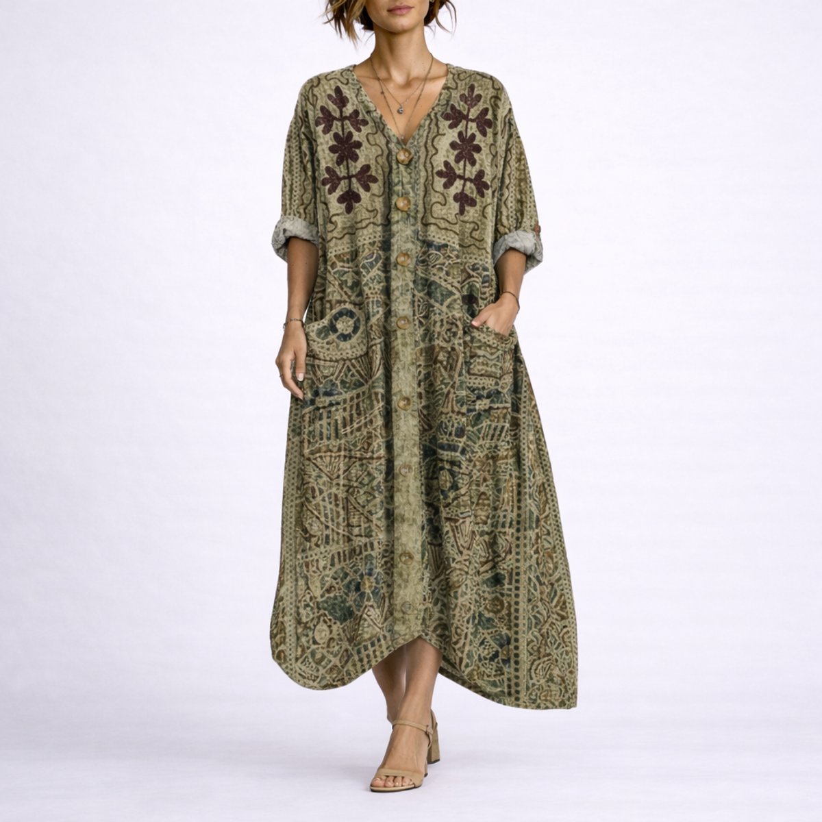 Women's Boho Paisley Autumn Occasion Maxi Dress
