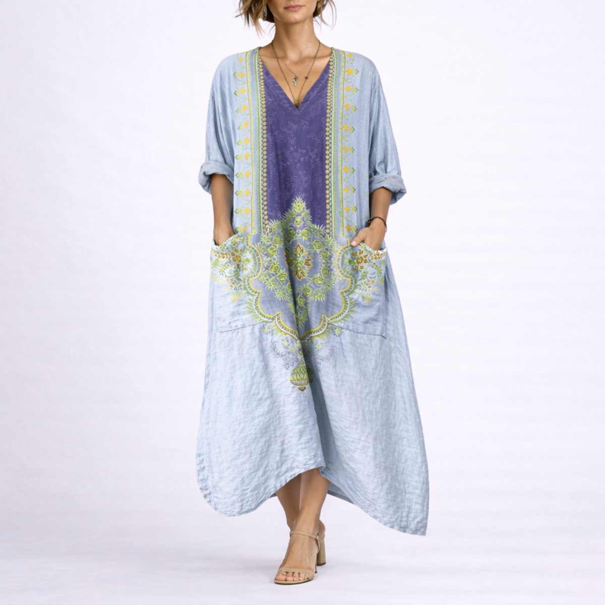 Women's Boho Paisley Autumn Occasion Maxi Dress