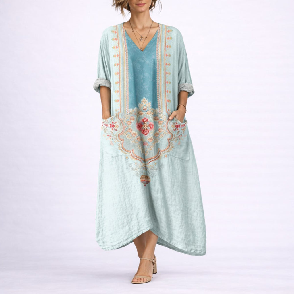 Women's Boho Paisley Autumn Occasion Maxi Dress