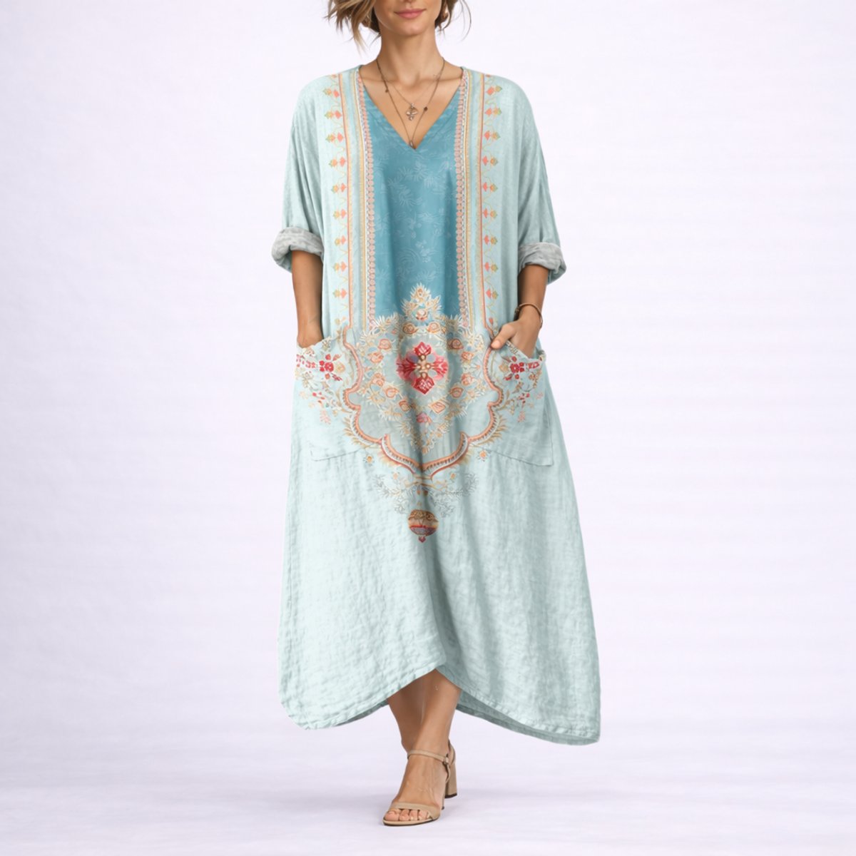 Women's Boho Paisley Autumn Occasion Maxi Dress