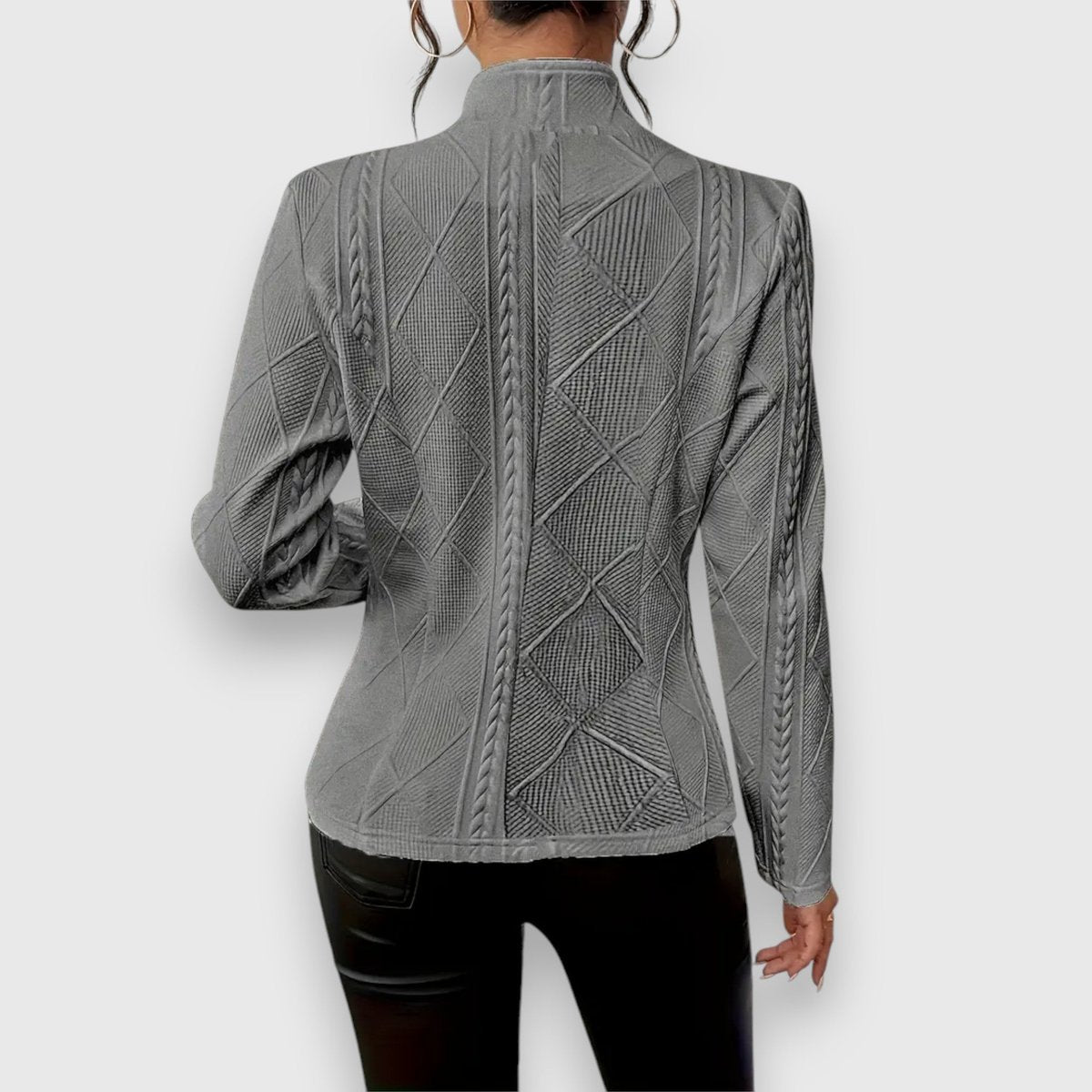 Women's Fitted Mock Neck Cable Knit Pullover