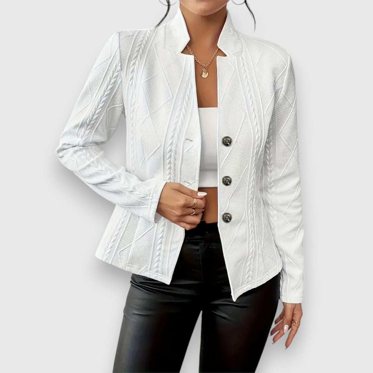 Women's Fitted Mock Neck Cable Knit Pullover