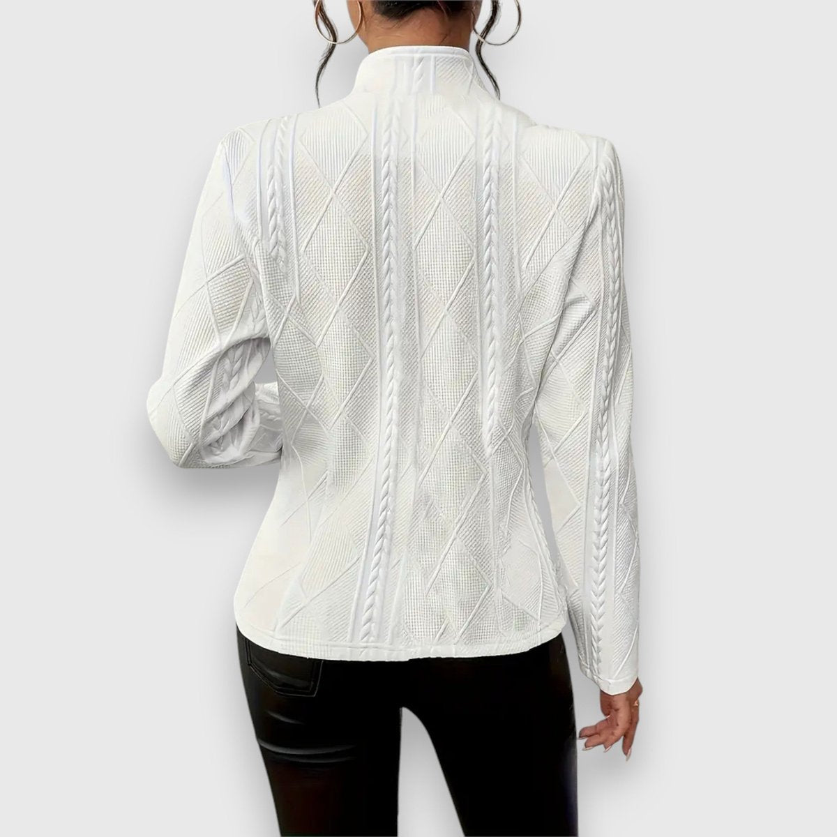 Women's Fitted Mock Neck Cable Knit Pullover