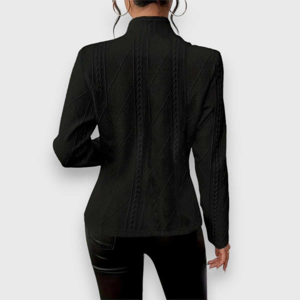 Women's Fitted Mock Neck Cable Knit Pullover