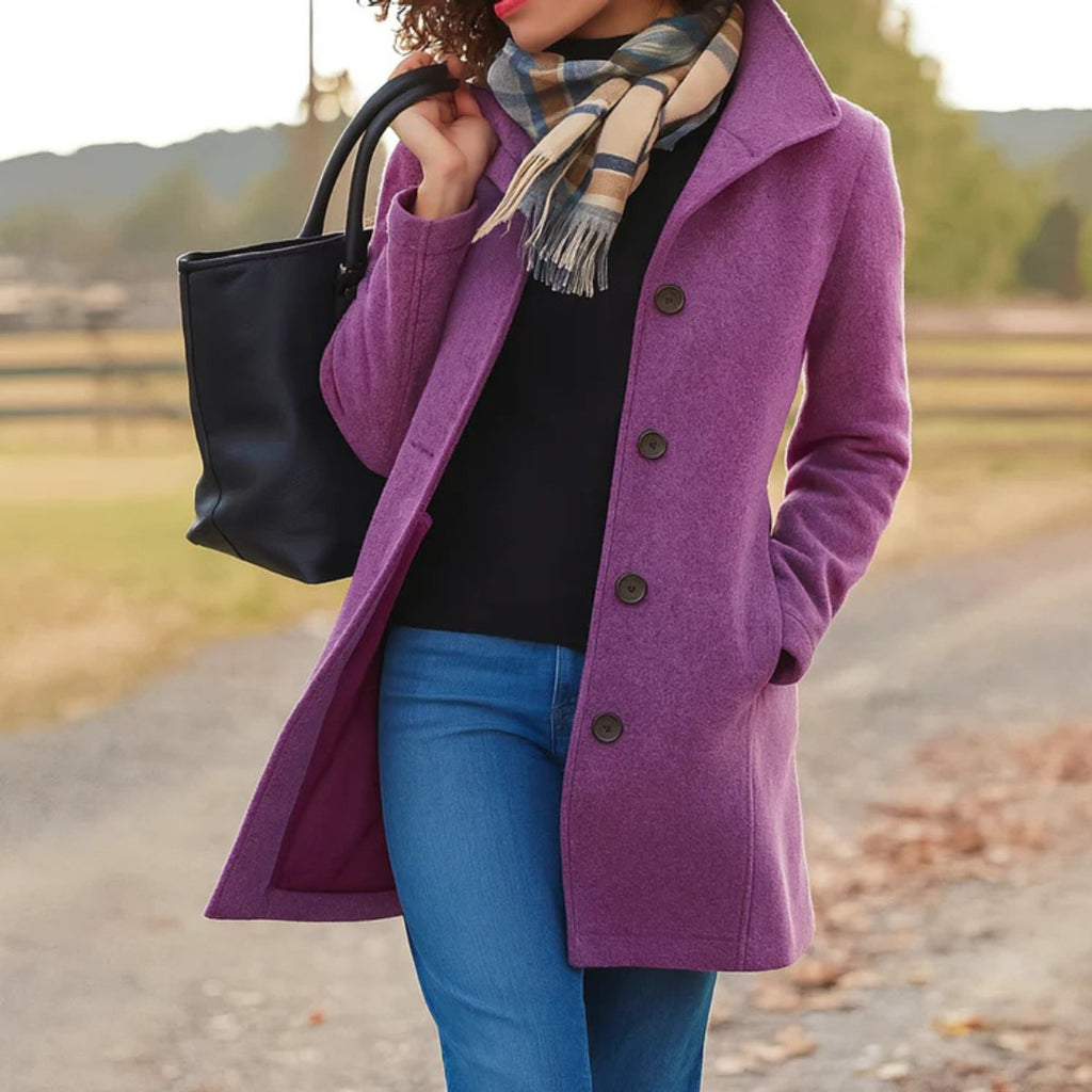 Women's Mid-Length Wool-Blend Single-Breasted Topcoat