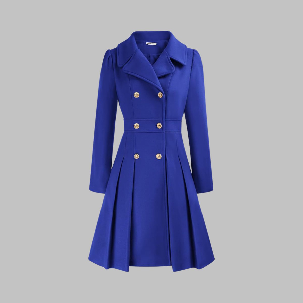 Women's A-Line Pleated Double-Breasted Topcoat